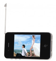 3.2 inch New 4S+ 16GB+ Wifi Analog TV Java Dual Cards Touch Screen Cell Phone (Black) 
