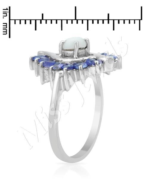 ... Natural Tanzanite and Opal Promise Ring in 925 Sterling Silver- Size 7