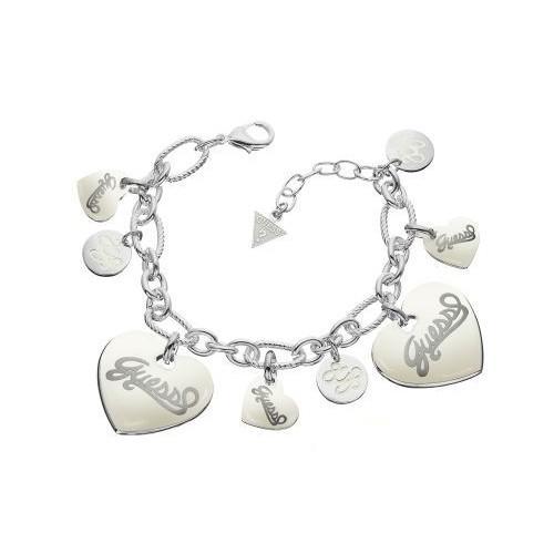 BRAND NEW GUESS Signature Trendy Silvertone heart bracelet