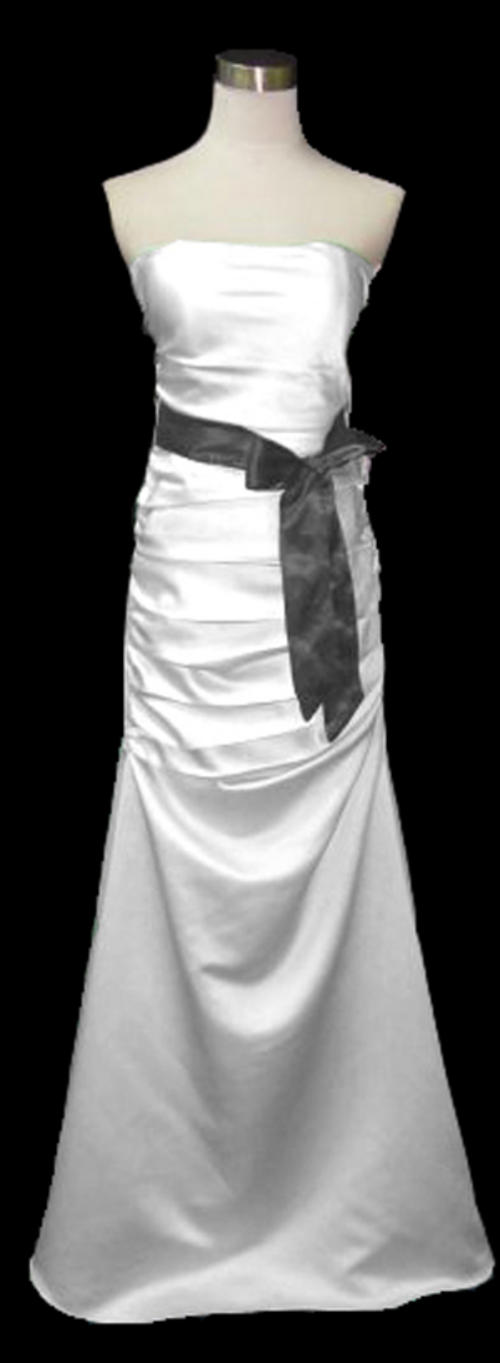 A beautiful full length wedding dress The black sash is detachable