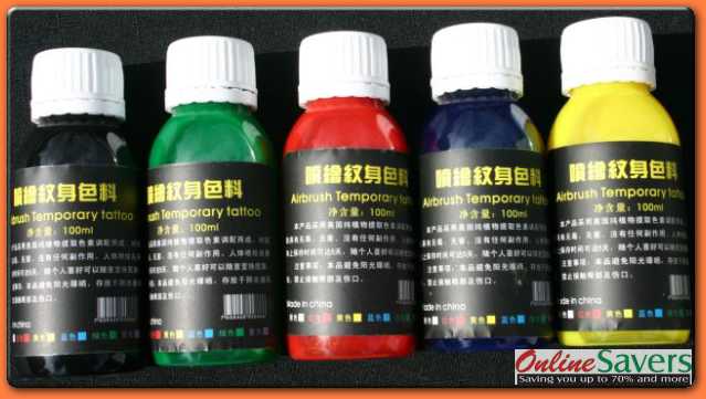 Airbrush Temporary Tattoo Ink Pc Colour Set Ml Each Bottle Size