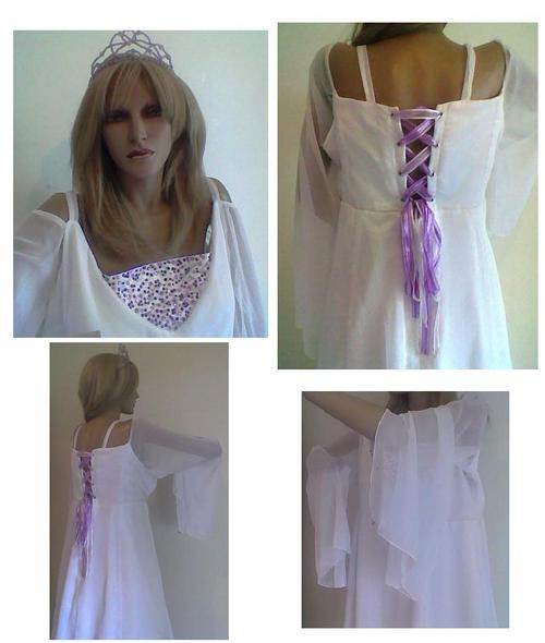WEDDING DRESS Size 20 44 White Satin Chiffon 1pce Dress